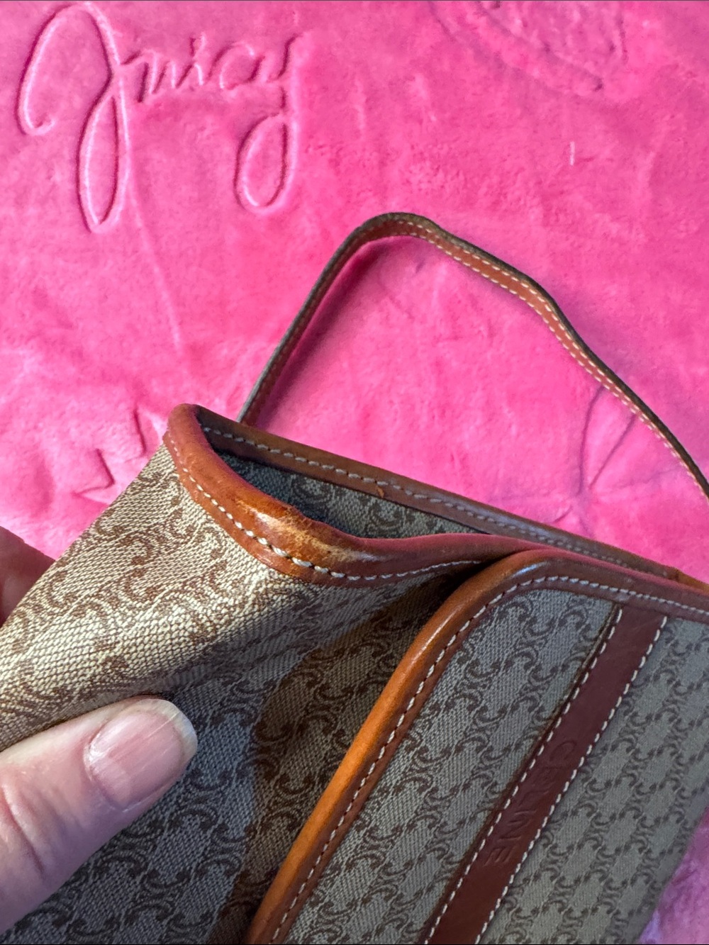 CELINE Macadam Triomphe Shoulder Bag Removable Strap, Logo Leather Band, Vintage - Picture 11 of 17